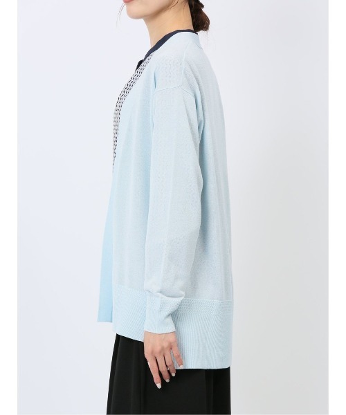 m.f.editorial（エムエフエディトリアル）の「【ストレッチ ウォッシャブル】m.f.エディトリアル  レディース 透かし編み カーディガン（カーディガン/ボレロ・レディース・ベージュ/グレー/ブラック/スカイブルー・MEDIUM/LARGE）」の19枚目の写真