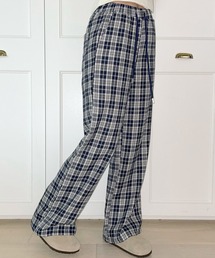 muahmuah([A[A)A'GEM/9 × .kom wmuah muah/[A[Ax WIDE CHECK BANDING PANTS/Ch`FbNofBOpc(̑pc)