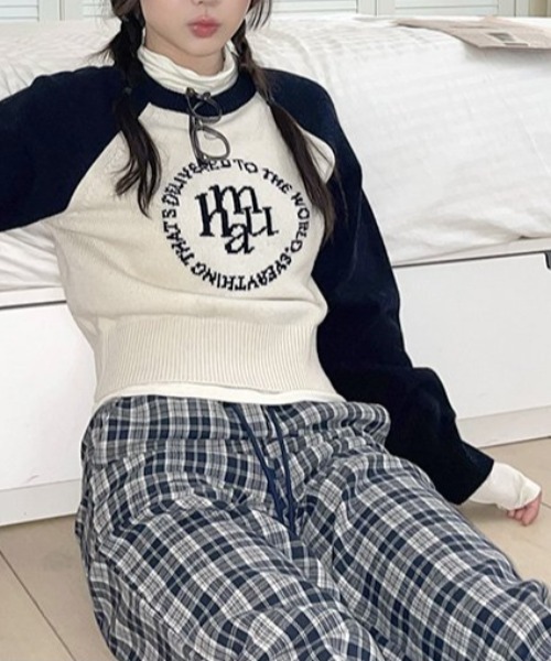 muahmuah(ムーアムーア)の「A'GEM/9 × .kom 『muah muah/ムーアムーア』 WIDE CHECK BANDING PANTS/ワイドチェックバンディングパンツ(その他パンツ・レディース・ブラック/ネイビー・M/S)」の11枚目の写真