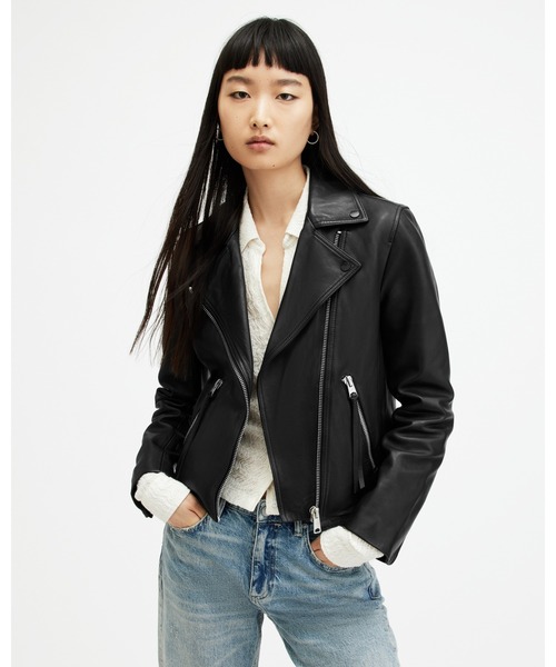 ALLSAINTS（オールセインツ）の「DALBY SLIM FIT LEATHER BIKER JACKET | DALBY スリム フィット レザー バイカー ジャケット（ライダースジャケット・レディース・ブラック・10/4/6/8/12/14）」の12枚目の写真
