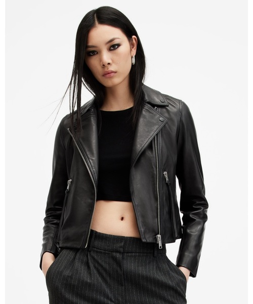 ALLSAINTS（オールセインツ）の「DALBY SLIM FIT LEATHER BIKER JACKET | DALBY スリム フィット レザー バイカー ジャケット（ライダースジャケット・レディース・ブラック・10/4/6/8/12/14）」の10枚目の写真
