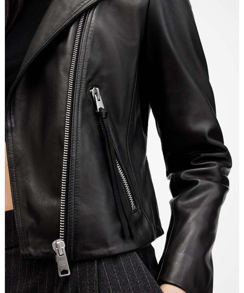 ALLSAINTS（オールセインツ）の「DALBY SLIM FIT LEATHER BIKER JACKET | DALBY スリム フィット レザー バイカー ジャケット（ライダースジャケット・レディース・ブラック・10/4/6/8/12/14）」の11枚目の写真