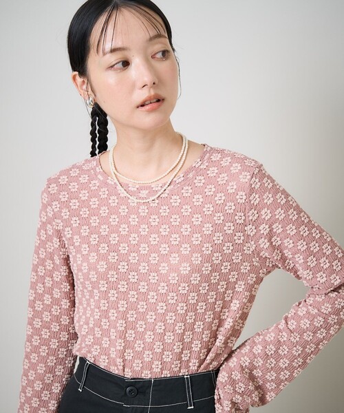 tシャツ フラワーストレッチレースプルオーバー レディース FREAK'S STORE tシャツ フラワーストレッチレースロンT/レース
