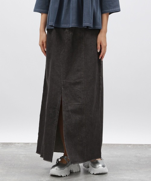 LAKOLE(ラコレ)の「アウトシームデニムスカート / 138701(デニムスカート・レディース・ブラック/ライトブルー/アクア・SMALL/MEDIUM/LARGE)」の1枚目の写真