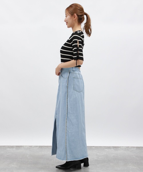 LAKOLE(ラコレ)の「アウトシームデニムスカート / 138701(デニムスカート・レディース・ブラック/ライトブルー/アクア・SMALL/MEDIUM/LARGE)」の6枚目の写真