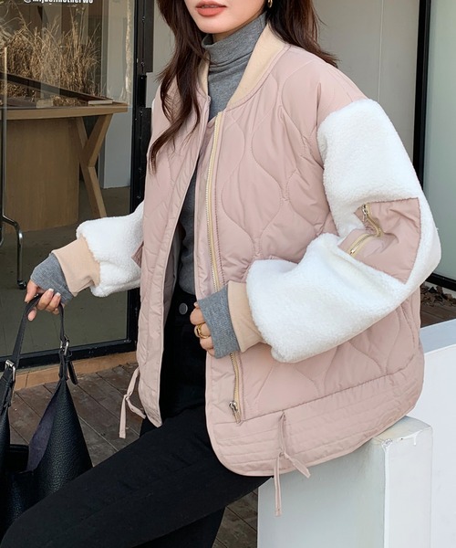 SHEPP(シープ)の「切り替え ショート キルティングブルゾン(ブルゾン・レディース・ネイビー/ベージュ/グリーン/ブラック・F)」の13枚目の写真