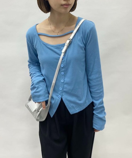mebole(メボレ)の「スクエアネックスリムロングTシャツ(Tシャツ/カットソー・レディース・ブラック/グレー/ブルー・FREE)」の17枚目の写真