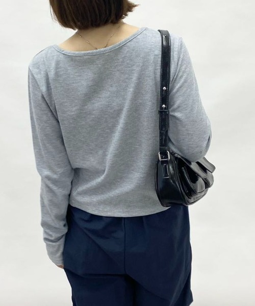 mebole(メボレ)の「スクエアネックスリムロングTシャツ(Tシャツ/カットソー・レディース・ブラック/グレー/ブルー・FREE)」の12枚目の写真