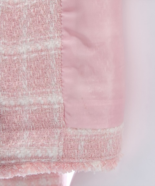 clear（クリア）の「ツイードジャケット [大人 カジュアル 着回し力抜群]≪再入荷≫（ノーカラージャケット・レディース・ホワイト×ブラック/ピンク/ブラウン/ブラック×ホワイト・F）」の14枚目の写真