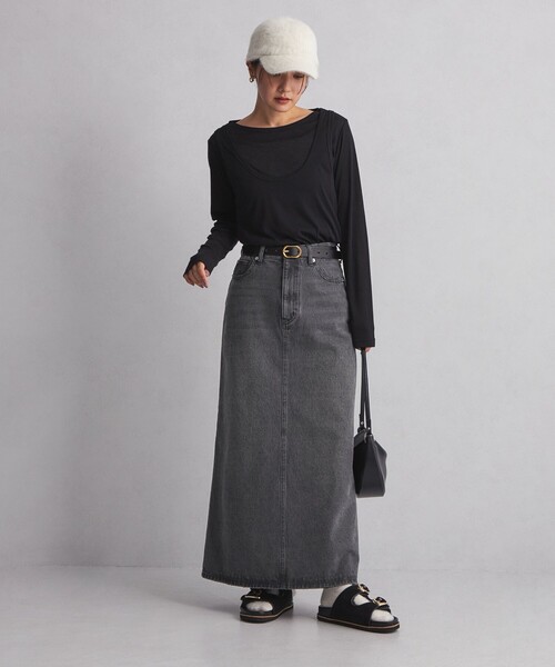 green label relaxing（グリーンレーベルリラクシング）の「＜at ease＞デニム スカート ブラック（デニムスカート・レディース・ブラック・36/38）」の3枚目の写真