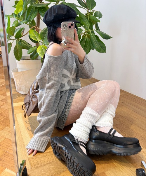 Heather（ヘザー）の「リボンレースタイツ　151257（タイツ/ストッキング・レディース・ブラック/アイボリー・ONE SIZE）」の3枚目の写真