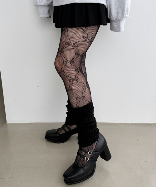 Heather（ヘザー）の「リボンレースタイツ　151257（タイツ/ストッキング・レディース・ブラック/アイボリー・ONE SIZE）」の7枚目の写真