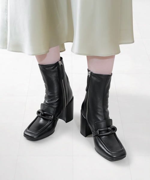 HALMANERA（ハルマネラ）の「HALMANERA ハルマネラ クラシカルチャンキーショートブーツ（ブーツ・レディース・アイボリー/ブラック・36/38/39/37/35）」の14枚目の写真