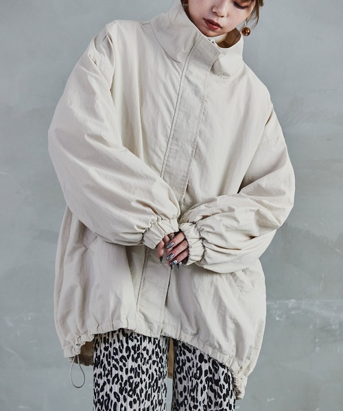 【セール】スタンドカラーモンスターパーカー ブルゾン ジャケット レディース コート テック（ナイロンジャケット）｜Fashion Letter（ファッションレター）