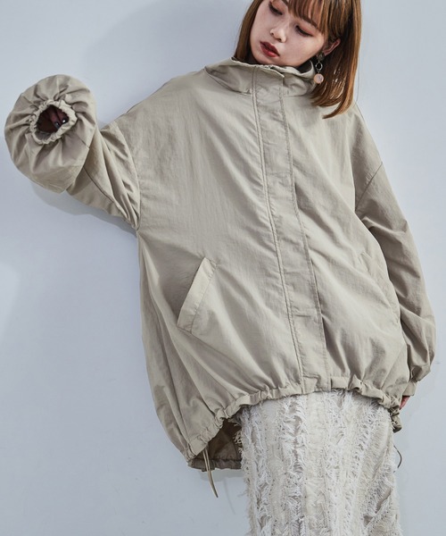 【セール】スタンドカラーモンスターパーカー ブルゾン ジャケット レディース コート テック（ナイロンジャケット）｜Fashion Letter（ファッションレター）