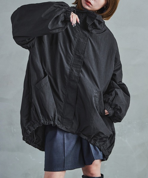 【セール】スタンドカラーモンスターパーカー ブルゾン ジャケット レディース コート テック（ナイロンジャケット）｜Fashion Letter（ファッションレター）