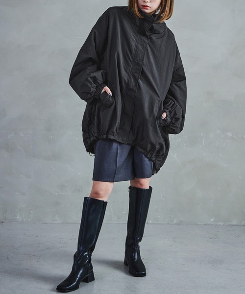 【セール】スタンドカラーモンスターパーカー ブルゾン ジャケット レディース コート テック（ナイロンジャケット）｜Fashion Letter（ファッションレター）