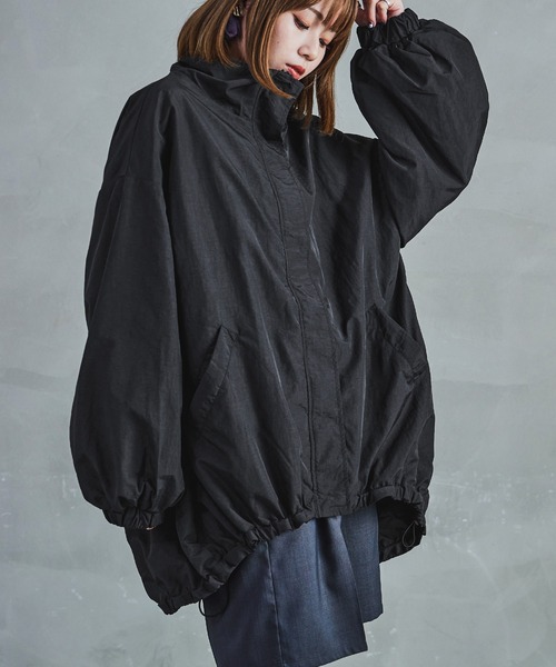 【セール】スタンドカラーモンスターパーカー ブルゾン ジャケット レディース コート テック（ナイロンジャケット）｜Fashion Letter（ファッションレター）