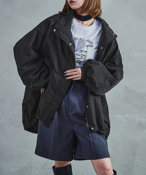 【セール】スタンドカラーモンスターパーカー ブルゾン ジャケット レディース コート テック（ナイロンジャケット）｜Fashion Letter（ファッションレター）