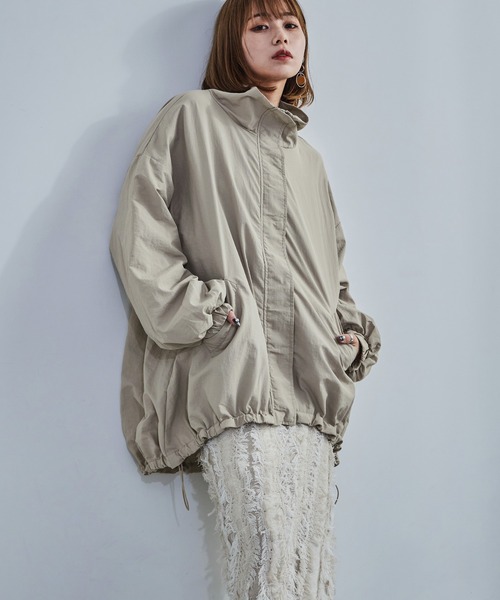 【セール】スタンドカラーモンスターパーカー ブルゾン ジャケット レディース コート テック（ナイロンジャケット）｜Fashion Letter（ファッションレター）