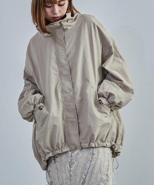 【セール】スタンドカラーモンスターパーカー ブルゾン ジャケット レディース コート テック（ナイロンジャケット）｜Fashion Letter（ファッションレター）