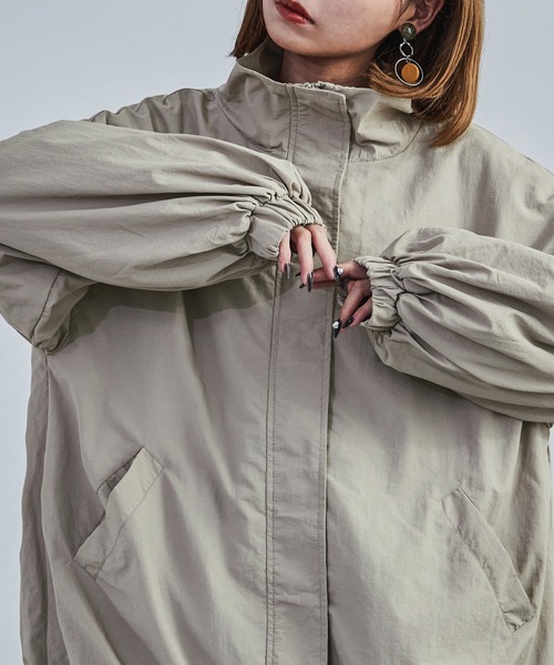 【セール】スタンドカラーモンスターパーカー ブルゾン ジャケット レディース コート テック（ナイロンジャケット）｜Fashion Letter（ファッションレター）