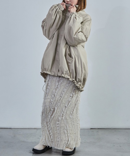 【セール】スタンドカラーモンスターパーカー ブルゾン ジャケット レディース コート テック（ナイロンジャケット）｜Fashion Letter（ファッションレター）