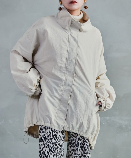 【セール】スタンドカラーモンスターパーカー ブルゾン ジャケット レディース コート テック（ナイロンジャケット）｜Fashion Letter（ファッションレター）