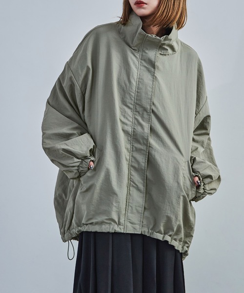 【セール】スタンドカラーモンスターパーカー ブルゾン ジャケット レディース コート テック（ナイロンジャケット）｜Fashion Letter（ファッションレター）