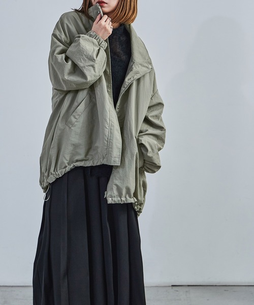 【セール】スタンドカラーモンスターパーカー ブルゾン ジャケット レディース コート テック（ナイロンジャケット）｜Fashion Letter（ファッションレター）