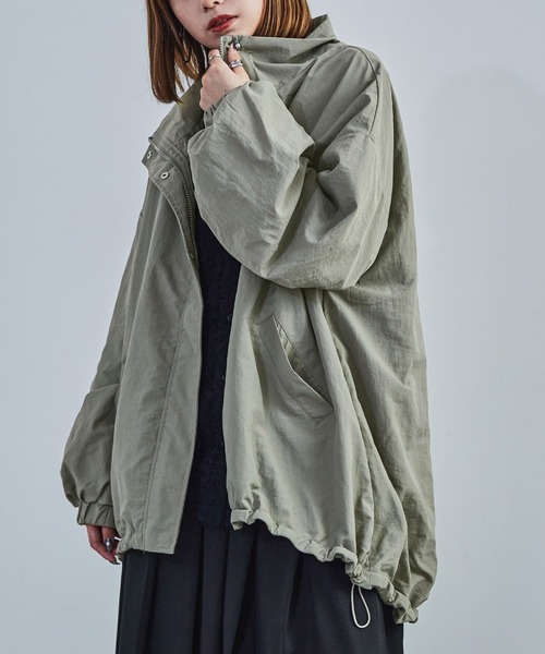 【セール】スタンドカラーモンスターパーカー ブルゾン ジャケット レディース コート テック（ナイロンジャケット）｜Fashion Letter（ファッションレター）