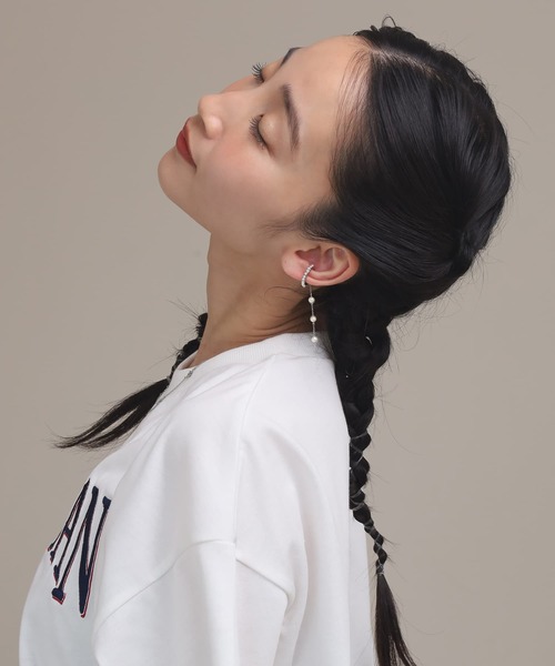 LHME（エルエイチエムイー）の「【WEB限定】“MELLOW”パールチェーンドロップイヤーカフ/サージカルステンレス（金属アレルギー対応）【LHME / エルエイチエムイー】（イヤーカフ・レディース・ゴールド/シルバー・ONE SIZE）」の8枚目の写真