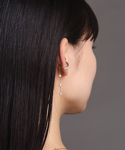 LHME（エルエイチエムイー）の「【WEB限定】“MELLOW”パールチェーンドロップイヤーカフ/サージカルステンレス（金属アレルギー対応）【LHME / エルエイチエムイー】（イヤーカフ・レディース・ゴールド/シルバー・ONE SIZE）」の22枚目の写真