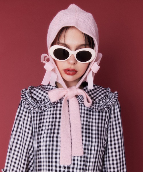 Candy Stripper（キャンディストリッパー）の「FANCY RIBBON HOOD ビーニー（ニットキャップ/ビーニー・レディース・レッド/ライトピンク/ブラック・FREE）」の7枚目の写真