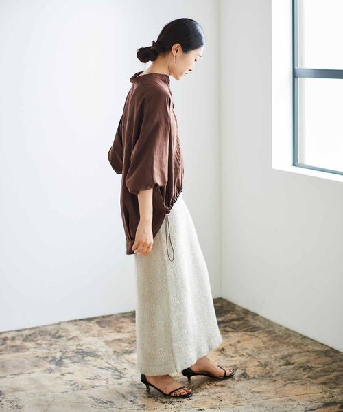 le.coeur blanc(ルクールブラン)の「ドロストシアーシャツブルゾン(シャツ/ブラウス・レディース・ブラック/ブラウン/ベージュ・38)」の7枚目の写真