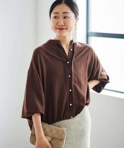 le.coeur blanc(ルクールブラン)の「ドロストシアーシャツブルゾン(シャツ/ブラウス・レディース・ブラック/ブラウン/ベージュ・38)」の9枚目の写真