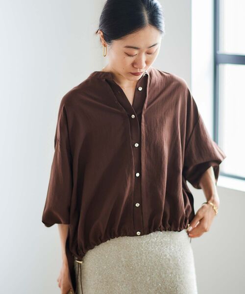 le.coeur blanc(ルクールブラン)の「ドロストシアーシャツブルゾン(シャツ/ブラウス・レディース・ブラック/ブラウン/ベージュ・38)」の10枚目の写真