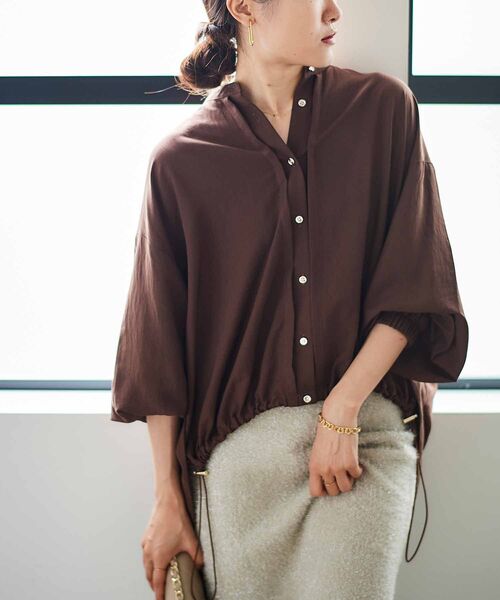 le.coeur blanc(ルクールブラン)の「ドロストシアーシャツブルゾン(シャツ/ブラウス・レディース・ブラック/ブラウン/ベージュ・38)」の13枚目の写真