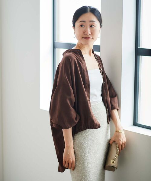 le.coeur blanc(ルクールブラン)の「ドロストシアーシャツブルゾン(シャツ/ブラウス・レディース・ブラック/ブラウン/ベージュ・38)」の16枚目の写真