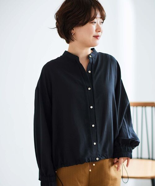 【セール】ドロストシアーシャツブルゾン(シャツ/ブラウス)|le.coeur blanc(ルクールブラン) 【セール】ドロストシアーシャツブルゾン(シャツ/ブラウス)|le.coeur blanc(ルクールブラン)