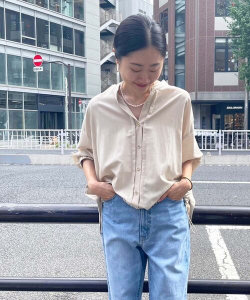 【セール】ドロストシアーシャツブルゾン(シャツ/ブラウス)|le.coeur blanc(ルクールブラン) 【セール】ドロストシアーシャツブルゾン(シャツ/ブラウス)|le.coeur blanc(ルクールブラン)