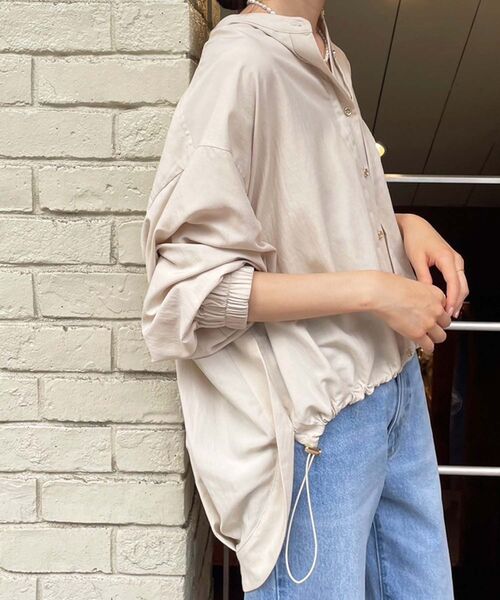 【セール】ドロストシアーシャツブルゾン(シャツ/ブラウス)|le.coeur blanc(ルクールブラン) 【セール】ドロストシアーシャツブルゾン(シャツ/ブラウス)|le.coeur blanc(ルクールブラン)