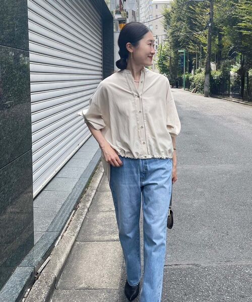 【セール】ドロストシアーシャツブルゾン(シャツ/ブラウス)|le.coeur blanc(ルクールブラン) 【セール】ドロストシアーシャツブルゾン(シャツ/ブラウス)|le.coeur blanc(ルクールブラン)