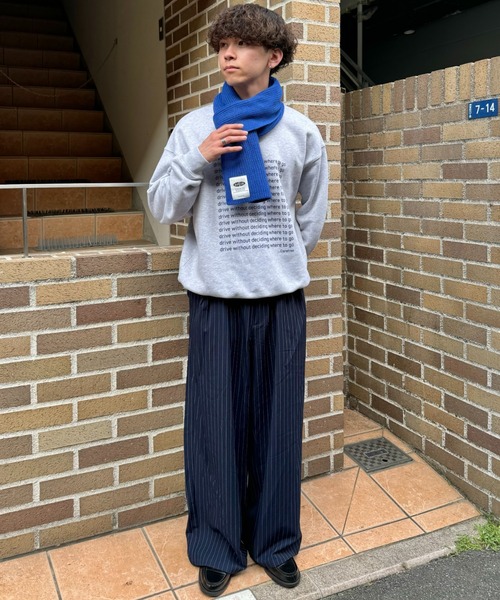 CIAOPANIC TYPY（チャオパニックティピー）の「【asis】ニットマフラー/WEB限定カラーあり（マフラー・メンズ・グレー/ブルー/グリーン/ブルー系その他/オレンジ・ONE SIZE）」の11枚目の写真