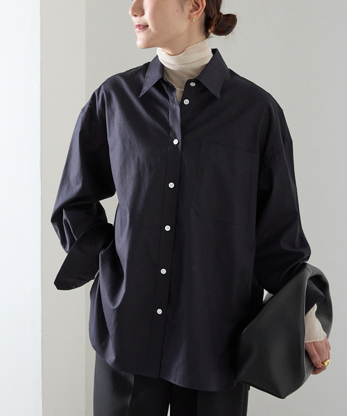 VERMEIL par iena(ヴェルメイユパーイエナ)の「SUPIMAコットンオーバーシャツ(シャツ/ブラウス・レディース・スカイブルー/ネイビー・FREE)」の3枚目の写真