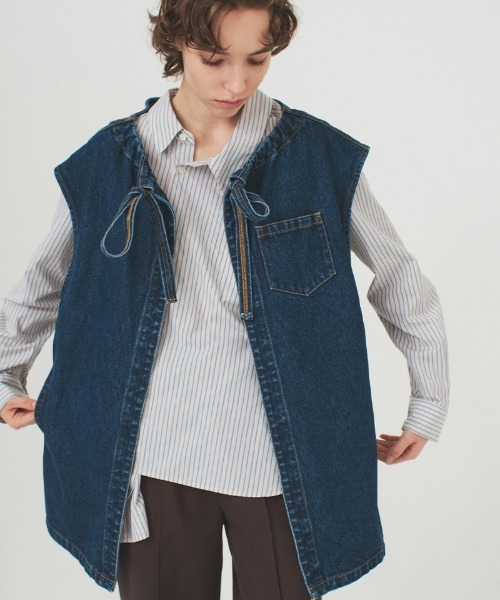 【セール】wave denim jacket（ブルゾン）｜soduk（スドーク）