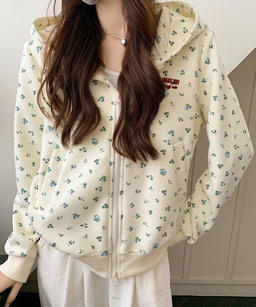HALEY PESCA/フラワープリント double zip parker (двойная молния парка)