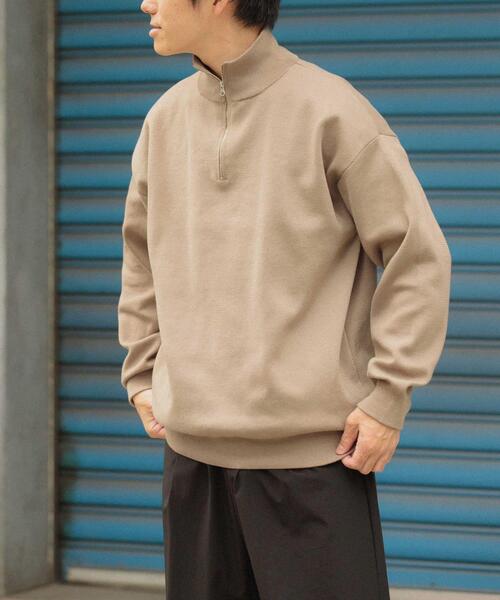 ITEMS URBANRESEARCH（アイテムズ アーバンリサーチ）の「『洗濯可/毛玉防止』高機能 ミラノリブハーフZIP ニットプルオーバー（ニット/セーター・メンズ・ベージュ/ブラック/カーキ・MEDIUM/LARGE）」の8枚目の写真