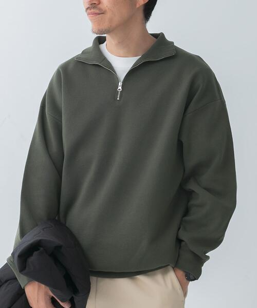 ITEMS URBANRESEARCH（アイテムズ アーバンリサーチ）の「『洗濯可/毛玉防止』高機能 ミラノリブハーフZIP ニットプルオーバー（ニット/セーター・メンズ・ベージュ/ブラック/カーキ・MEDIUM/LARGE）」の16枚目の写真