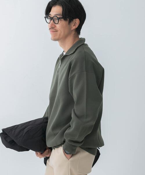 ITEMS URBANRESEARCH（アイテムズ アーバンリサーチ）の「『洗濯可/毛玉防止』高機能 ミラノリブハーフZIP ニットプルオーバー（ニット/セーター・メンズ・ベージュ/ブラック/カーキ・MEDIUM/LARGE）」の17枚目の写真